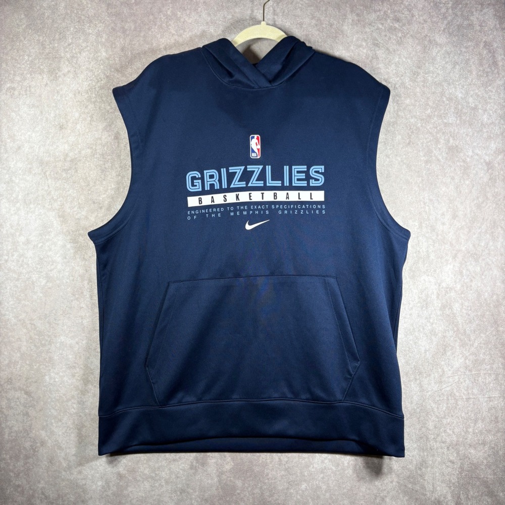 Memphis Grizzlies Nike Sleeveless Hoodie Men XLT Blue NBA Dri-Fit CN6247-419 Gym
